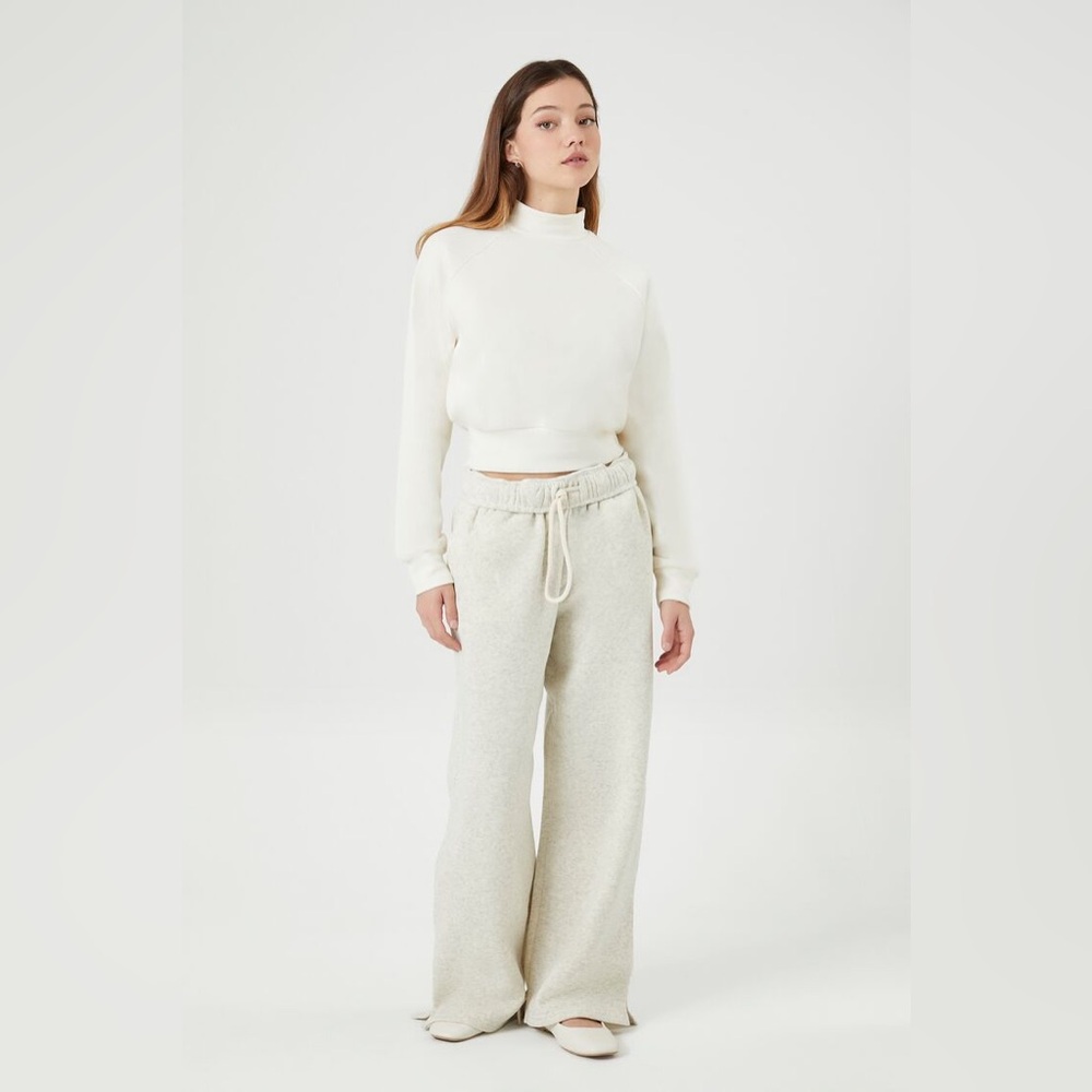 Fleece wide leg sweatpants